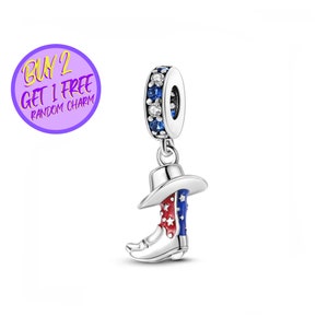 Cowboy Boot Dangle Charm For Bracelet, Cowboy Charm, Birthday Gift For Mother, Sterling Silver Charm