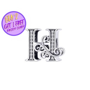 Breloque calligraphique lettre H pour bracelet, breloque lettre H, breloque lettre calligraphie, breloques alphabet, breloque en argent sterling
