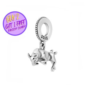 Spain Bullfight Bull Charm For Bracelet, Spain Bull Charm, Country Charm, Sterling Silver Charm