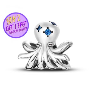 Octopus Charm For Bracelet, Ocean Charm, Sterling Silver Charm, Sea Dangle Charm