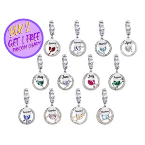 Birthstone Charms For Bracelet, Birthday Zodiac Charms, Zodiac Charms, Birthstone Zodiac Charms, Birthday Gift For Her,Sterling Silver Charm