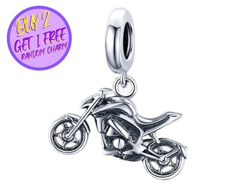 Ciondolo per motocicletta per braccialetto, ciondolo per motocicletta, ciondoli firmati per lei, regali di Natale, ciondolo in argento sterling