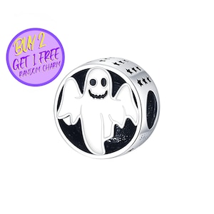Halloween Ghost Charm For Bracelet, Halloween Charm, Trick or Treat Halloween Charm, Sterling Silver Charm