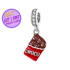 Schokolade Charme für Armband, Schokolade Charme, Choco Charme, Schokolade-Liebhaber-Geschenk, Essen Charme, Sterling Silber Charme