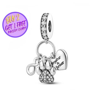 Together And Forever Paw Charm For Bracelet, Infinity Paw Charm, Heart Charm, Animal Theme Charm, Sterling Silver Charm