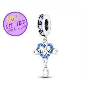Cross Dangle Charm For Bracelet, Birthday Gifts For Her, Heart Charm For Bracelet, Religious Charm For Bracelet
