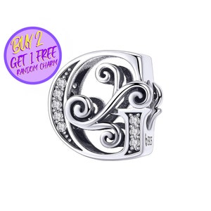 Breloque lettre G calligraphique pour bracelet, breloque lettre G, breloque lettre calligraphie, breloques alphabet, breloque en argent sterling