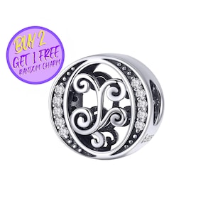 Charm lettre O calligraphique pour bracelet, breloque lettre O, breloque lettre calligraphie, breloques alphabet, breloque en argent sterling