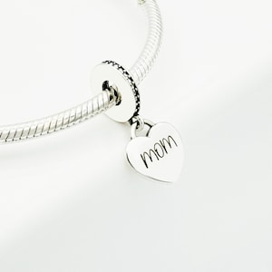 Personalisierte Herz baumeln Charme für Armband, benutzerdefinierte Herz Charme, Herz Charme, gravierte Charme, Sterling Silber Charme