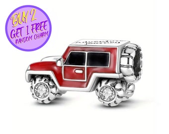 Red Off-Road Car Charm For Bracelet, Off-Road Car Charm, Sterling Silver Charm