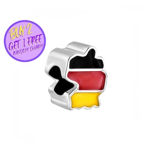 Deutschland Flagge Herz Charm für Armband, Deutschland Karte Charme, Land Charme, Sterling Silber Charme
