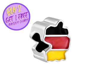 Encanto del corazón de la bandera de Alemania para pulsera, encanto del mapa de Alemania, encanto del país, encanto de plata de ley