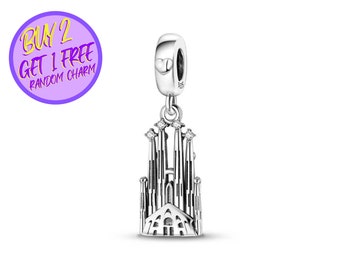 Encanto de La Sagrada Familia para pulsera, Encanto de campo, Encanto de España, Encanto de Barcelona, Encanto de plata de ley