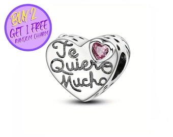 Te Quiero Mucho Charm For Bracelet, Charm For Birthday Gifts, New Year Charm For Bracelet