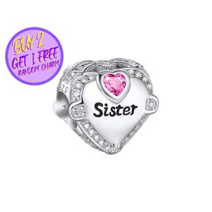 Sister Heart Charm For Bracelet, Sister Charm, Heart Charm, I Love You Charm, Family Charm, Christmas Gifts For Her