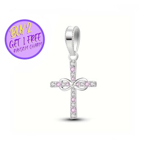 Infinity Cross Charm For Bracelet, Birthday Gifts For Her, Heart Charm For Bracelet, Religious Charm For Bracelet