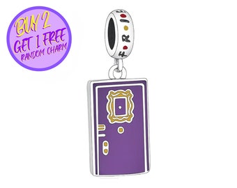 Friends Door Charm For Bracelet, Purple Door Charm, Gift For Friend, Movie and Series Charm, Sterling Silver Charm