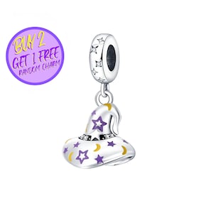 Charm pendentif chapeau d'Halloween pour bracelet, breloque sorcière, breloque d'Halloween, breloque en argent sterling