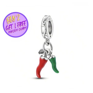 Chili Red Pepper Dangle Charm For Bracelet, Charm For Birthday Gift For Her, Food Charm For Bracelet