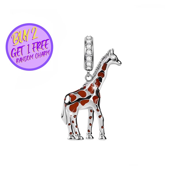 Giraffe Charm For Bracelet, Giraffe Dangle Charm, Zoo Charm, Animal Theme Charm, Sterling Silver Charm