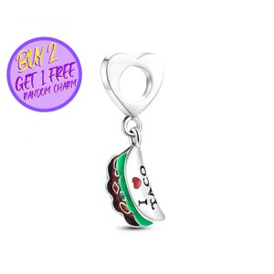 I love Taco Charm For Bracelet, Designer Charms For Bracelet, Christmas Gifts, Sterling Silver Charm