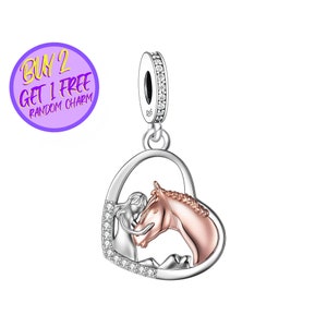 Horse Lover Charm For Bracelet, Designer Heart Charms, Horse Charm, Animal Charm, Christmas Gifts For Her