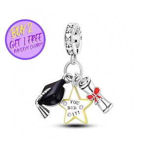 Graduation You Did It Charm For Bracelet, Sterling Silver Charm, School Charm