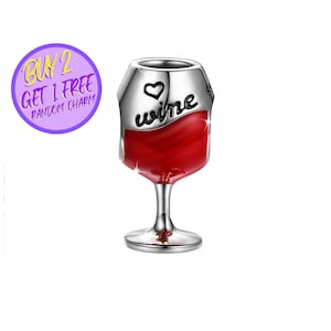 Wine Glass Charm For Bracelet, Celebration Charm, Anniversary Charm, Drink Charm, Sterling Silver Charm, Gift For New Mom