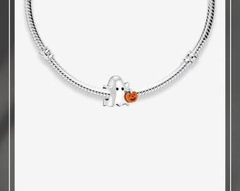 EVESCITY 925 Silver My Boo Cute Ghost Charm - Halloween Sterling Silver Pendant For Bracelets & Necklaces