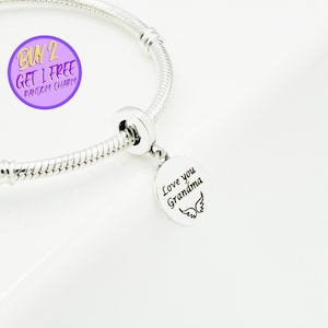 Personalized Dangle Charm For Bracelet, Custom Circle Charm, Dangle Circle Charm, Engraved Charm, Sterling Silver Charm