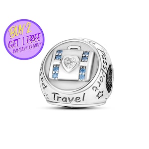 Three Sided Travel Charm For Bracelet, Plane Charm, I Love Travel Charm, Passport Charm, Birthday Gifts For Her, Christmas Gifts For Her