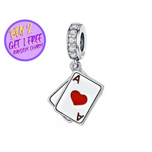 Cards Dangle Charm For Bracelet, Heart Charms For Birthday Gifts, Designer Charms For Christmas Gifts