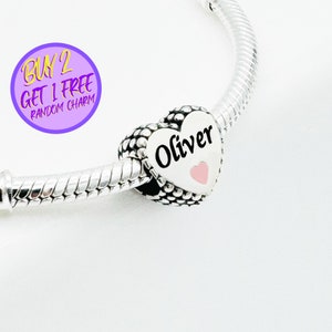 Personalized Heart Charm For Bracelet, Custom Heart Charm, Heart Charm, Engraved Charm, Sterling Silver Charm