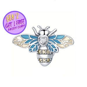 Bee Spacer Charm For Bracelet, Animal Charm, Sterling Silver Charm
