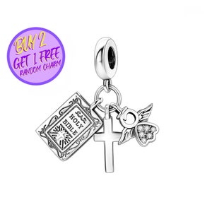 Holy Bible and Angle Charm For Bracelet, Charm For Birthday Gifts For Her, New Year Gifts