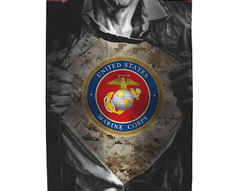 Velveteen Plush Marine Corps Blanket