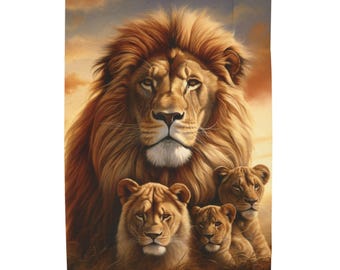 Lion Family Velveteen Plush Blanket