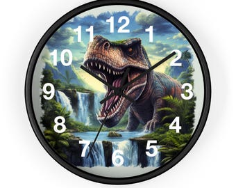 Roaring T-Rex Wall Clock | Dinosaur Theme, Kids Room Decor