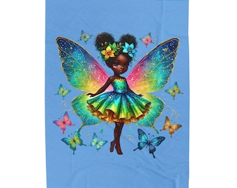 Fairy Tale little Black Girl Fairy Velveteen Plush Blanket