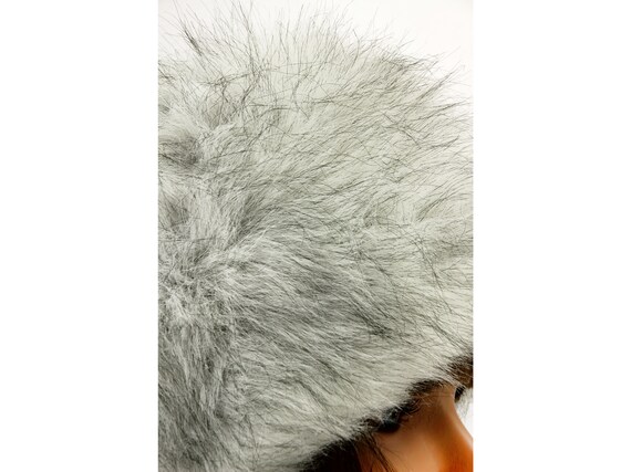 Vintage winter faux fur hat silver fox imitation … - image 7