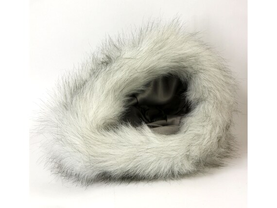 Vintage winter faux fur hat silver fox imitation … - image 8