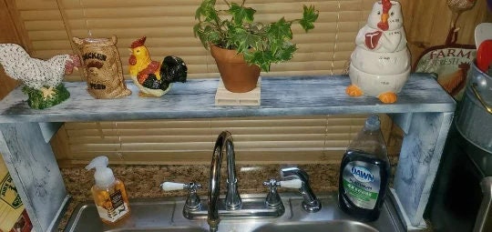 Blue Donuts Pine Over Sink Shelf