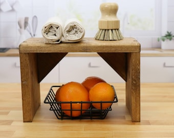 9.5" depth Space-Saving Decorative Kitchen Countertop Shelf Riser - Rustic Organizer