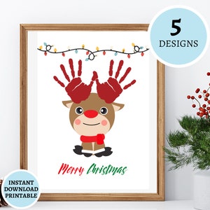 DIY Christmas Handprint Art for Kids | Christmas Keepsake | Handprint Activity | Printable Gift | Home Decoration | 1st Christmas Craft