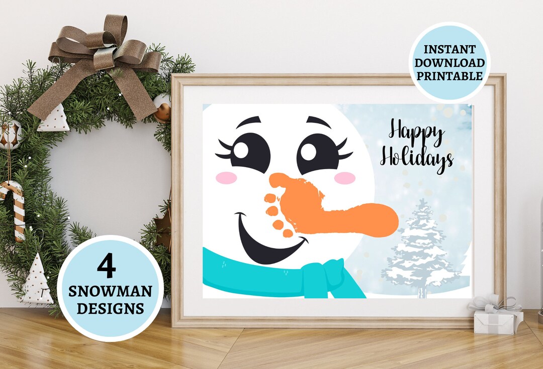Snowman Footprint Art Happy Holidays Craft Happy Holidays Keepsake