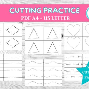 Cutting Practice Printable | Scissor Skills for Preschoolers | Fine Motor Skills Activities | Scissor Practice for Home Schooling