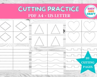 Cutting Practice Printable | Scissor Skills for Preschoolers | Fine Motor Skills Activities | Scissor Practice for Home Schooling
