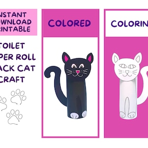 Rouleau de papier toilette Halloween chat noir | Halloween imprimable | Artisanat de fête d&#39;Halloween