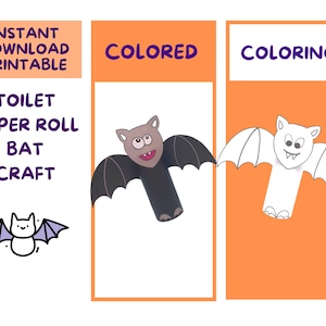 Artisanat de chauve-souris en rouleau de papier toilette d&#39;Halloween | Halloween imprimable | Artisanat de fête d&#39;Halloween
