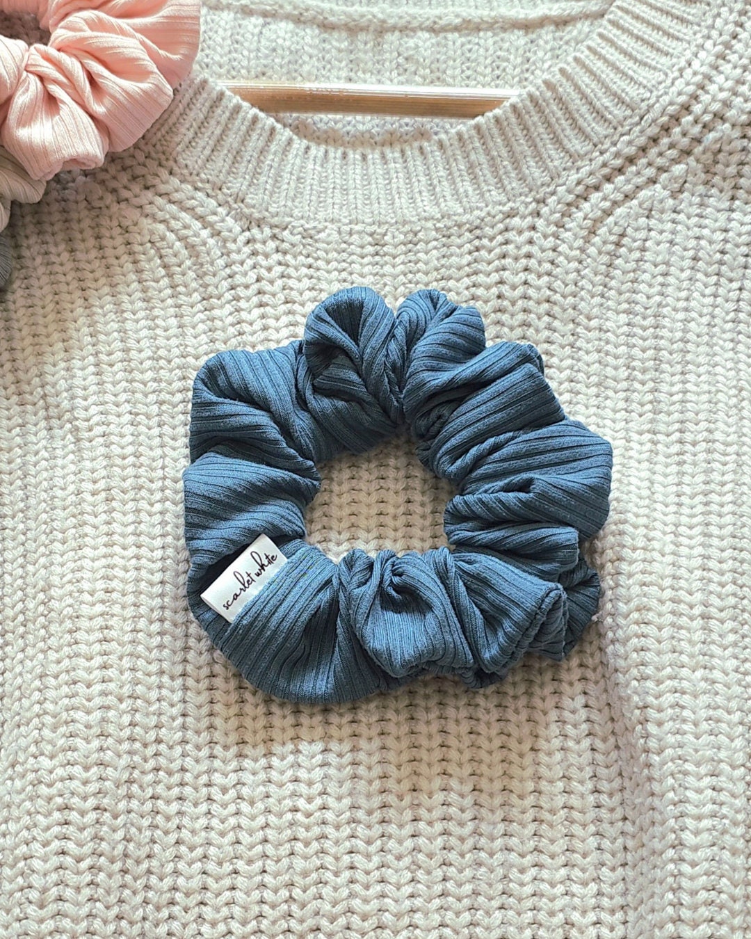 Set of 4 Ribbed Knit Scrunchie Set Knit Scrunchies Hair Accessories